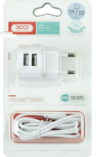 XO L62 2.4A/2USB White 144107 фото