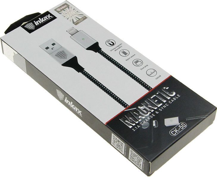 INKAX CK-50 magnetic Lightning cable 1m Black 72194 фото INKAX CK-50 magnetic Lightning cable 1m Black 72194 фото