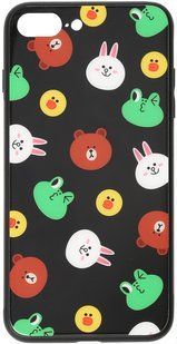 TOTO Cartoon Print Glass Case Apple iPhone 7 Plus/8 Plus Line friends Black 93599 фото