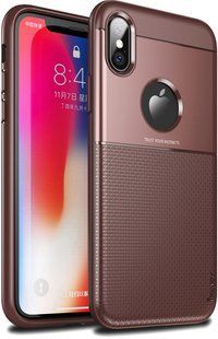 Ipaky Shield Series/Elegant Grid Design TPU Hybrid Case Apple iPhone X Brown 62332 фото