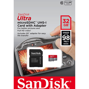 Sandisk microSDHC UHS-1 Ultra Class10 120MB/s SD adapter 32GB 144800 фото