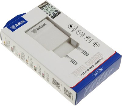 INKAX CD-36 Travel charger 1USB 1A White F_72216 фото