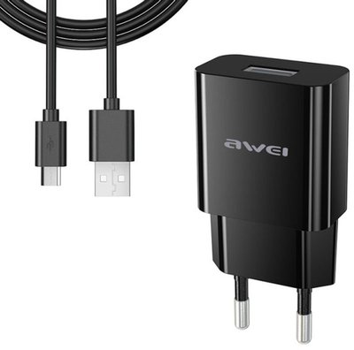 AWEI C-831T Travel charger + TypeC Cable 1USB 2.1A Black F_120591 фото