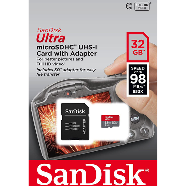 Sandisk microSDHC UHS-1 Ultra Class10 120MB/s SD adapter 32GB 144800 фото