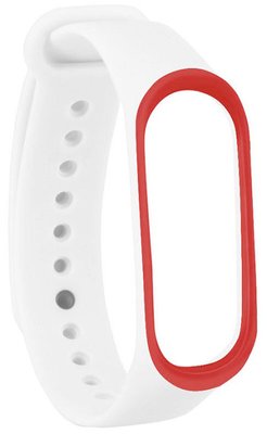 UWatch Double Color Replacement Silicone Band For Xiaomi Mi Band 3/4 White/Red Line 72753 фото