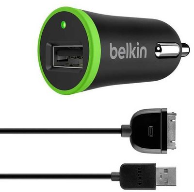 Belkin Car charger 1USB 2.1A + iPhone4 cable Black F_53215 фото