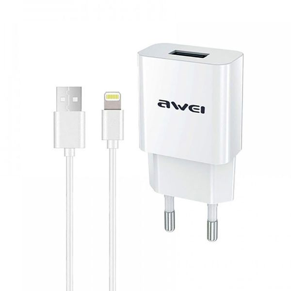 AWEI C-832 Travel charger + Lightning cable 1USB 2.1A White F_92054 фото