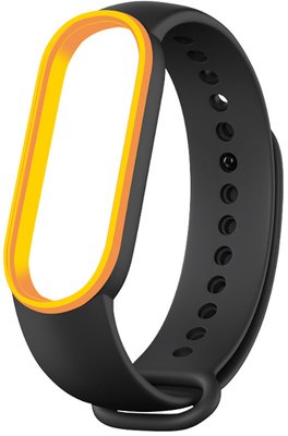 UWatch Double Color Replacement Silicone Band For Xiaomi Mi Band 5/6/7 Black/Yellow Line 126643 фото