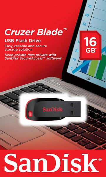 SanDisk USB Cruzer Blade 16Gb Black Red 38837 фото