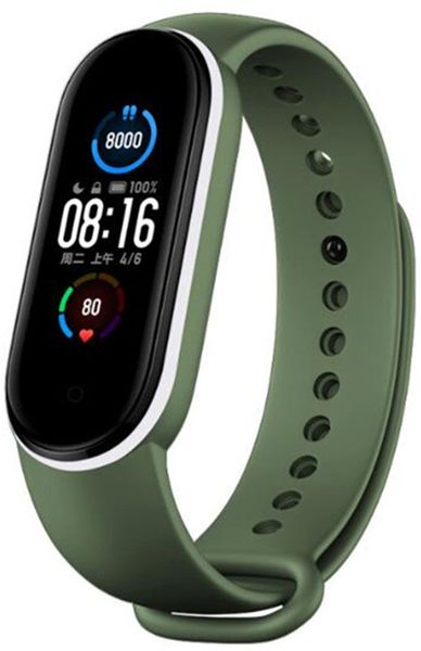 UWatch Double Color Replacement Silicone Band For Xiaomi Mi Band 5/6/7 Khaki/White Line 126646 фото