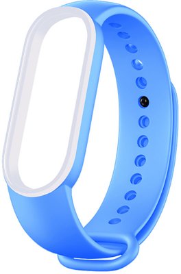 UWatch Double Color Replacement Silicone Band For Xiaomi Mi Band 5/6/7 Light Blue/White Line 126645 фото