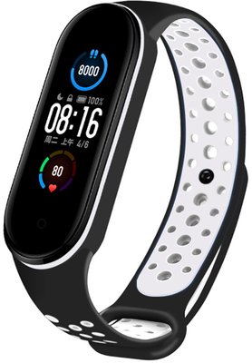UWatch Replacement Sports Strap for Mi Band 5/6/7 Black/White F_126654 фото