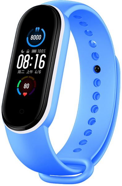 UWatch Double Color Replacement Silicone Band For Xiaomi Mi Band 5/6/7 Light Blue/White Line 126645 фото