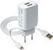 XO L35D 2.1A/2USB Lightning Cable White 133245 фото 1