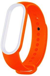 UWatch Double Color Replacement Silicone Band For Xiaomi Mi Band 5/6/7 Orange/White Line 126641 фото