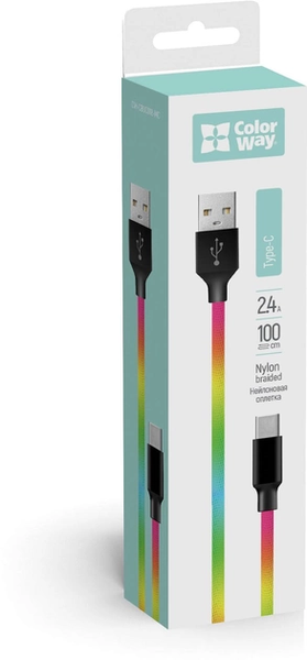 ColorWay USB - Type-C Multicolor 2.4а 1м 143818 фото