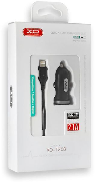 XO TZ08 2.1A/2 USB Lightning Cable Black 133233 фото