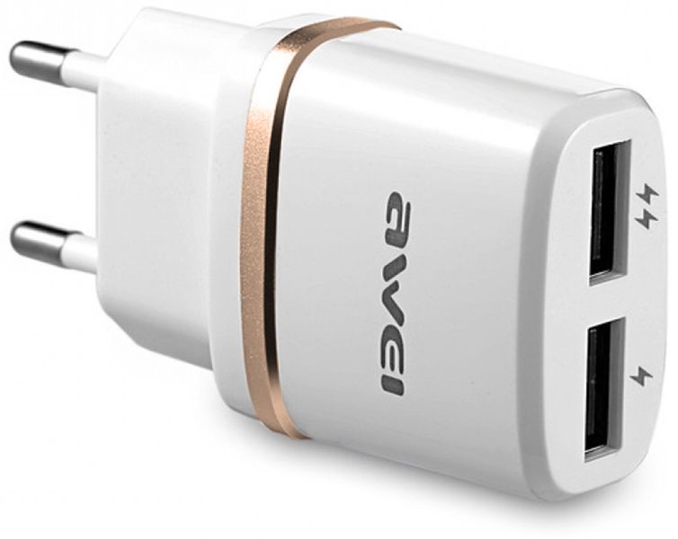 AWEI C-930 Travel charger 2USB 2.1A White/Silver 87167 фото