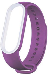 UWatch Double Color Replacement Silicone Band For Xiaomi Mi Band 5/6/7 Purple/White Line 126639 фото