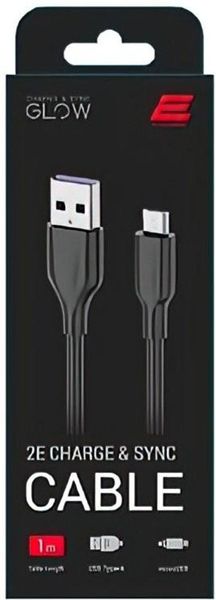 2E USB-A - microUSB Glow 1m Black 139435 фото