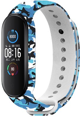 UWatch TPU Replacement Print Design Wrist Strap for Mi Band 5/6/7 Military Blue F_126630 фото