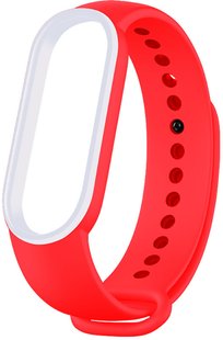 UWatch Double Color Replacement Silicone Band For Xiaomi Mi Band 5/6/7 Red/White Line 126637 фото