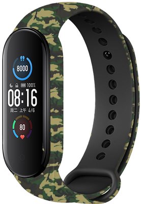 UWatch TPU Replacement Print Design Wrist Strap for Mi Band 5/6/7 Military Green F_126634 фото