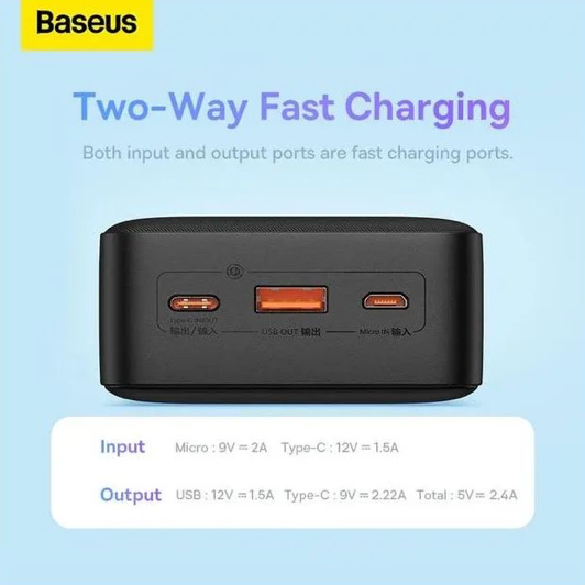 Baseus Airpow 30000mAh 20W PD/3.0, QC/3.0 Black 147310 фото