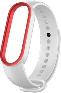 UWatch Double Color Replacement Silicone Band For Xiaomi Mi Band 5/6/7 White/Red Line 126642 фото