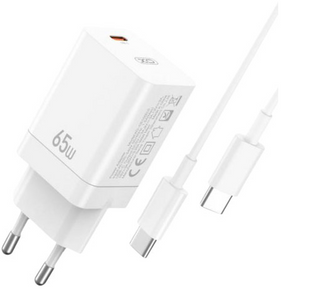 XO CE10 1USB-C PD 65W Charger + type-c cable White 144717 фото