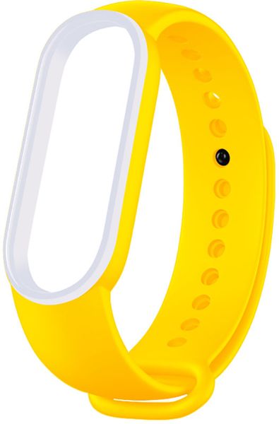 UWatch Double Color Replacement Silicone Band For Xiaomi Mi Band 5/6/7 Yellow/White Line 126647 фото