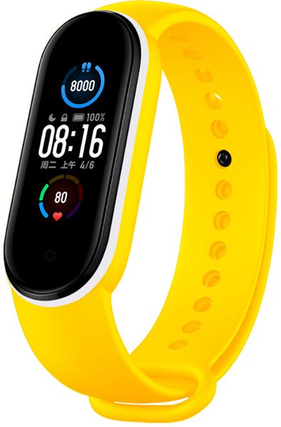 UWatch Double Color Replacement Silicone Band For Xiaomi Mi Band 5/6/7 Yellow/White Line 126647 фото