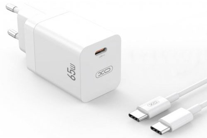 XO CE10 1USB-C PD 65W Charger + type-c cable White 144717 фото