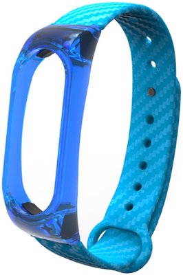 UWatch Silicon Carbon Fiber Crystal PC Frame Replacement Wrist Band For Mi Band 2 Blue F_63843 фото