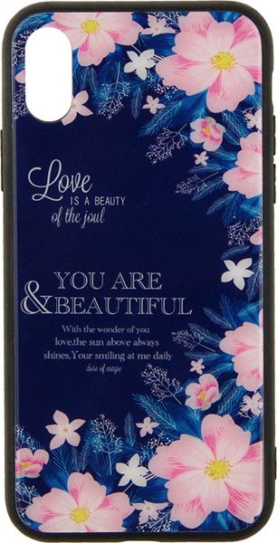 TOTO Glass Fashionable Case Apple iPhone X Flower on Blue F_92203 фото