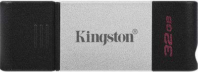 Kingston USB 3.2 DT80 USB-C 32GB Silver Black F_137197 фото