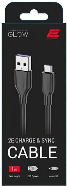 2E USB-A - microUSB Glow 1m Black F_139435 фото