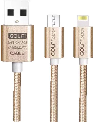 GOLF GC-34 Micro+Lightning cable 1m Gold F_45779 фото