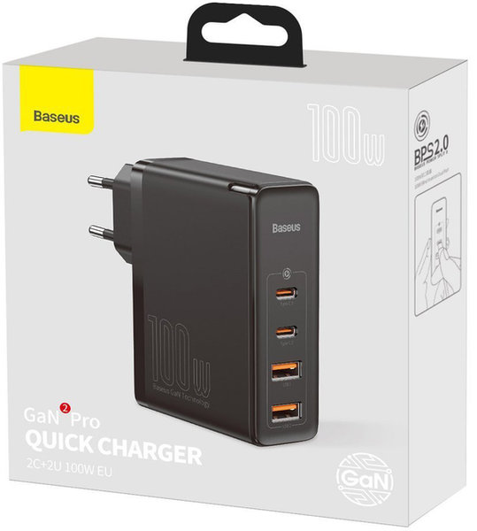 Baseus GaN2 Pro Quick Charger 2C+2U 100W EU Black 144474 фото