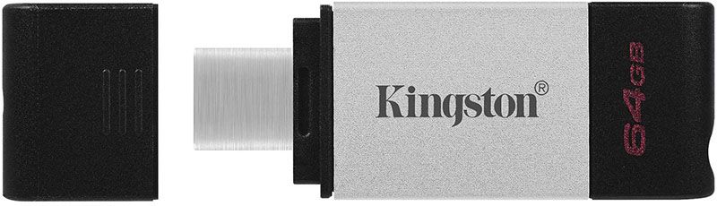 Kingston USB 3.2 DT80 USB-C 64GB Silver Black F_137198 фото