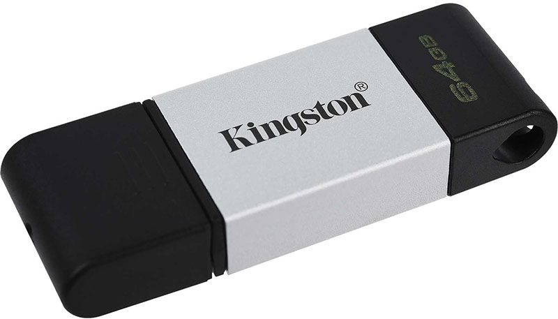 Kingston USB 3.2 DT80 USB-C 64GB Silver Black F_137198 фото