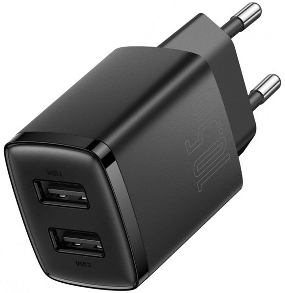 Baseus Compact Charger 2USB 10.5W EU Black 139389 фото