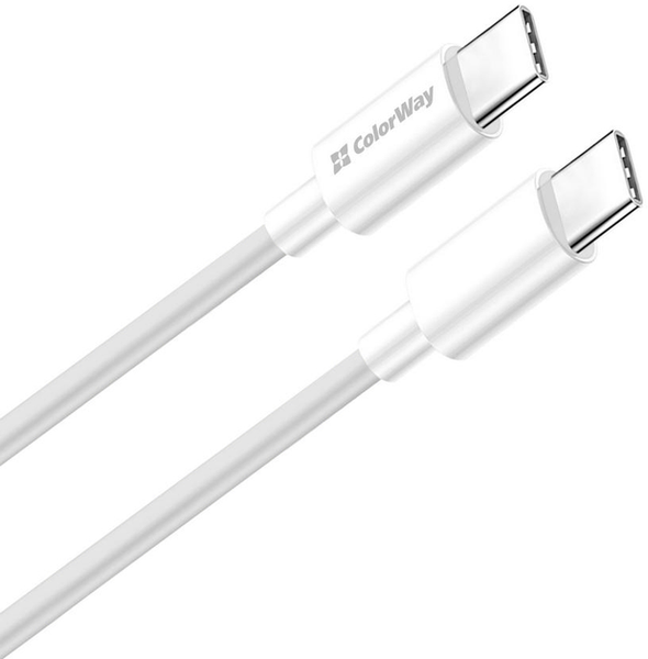 ColorWay Type-C - Type-C TPE PD Fast Charging 60W 3.0А 1м White 143801 фото