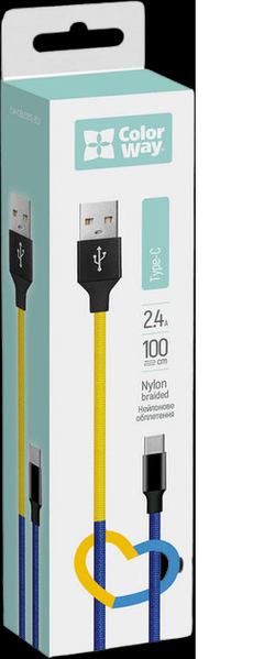 ColorWay USB - Type-C National 2.4А 1м Blue Yellow 143820 фото