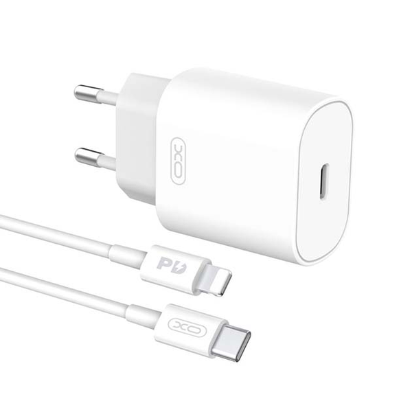 XO L91 25W TYPE-C fast charger + Lightning cable White 144723 фото