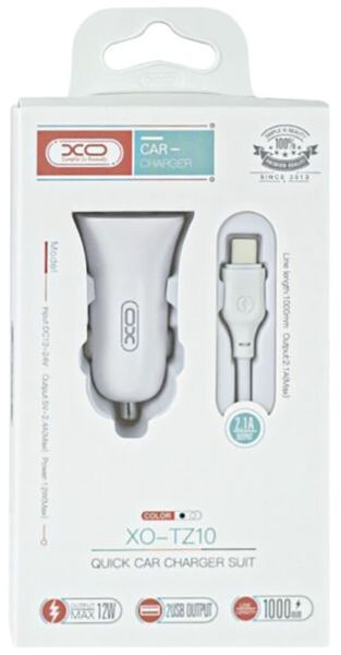 XO TZ10 2.4A/2 USB + Type-C White 138855 фото