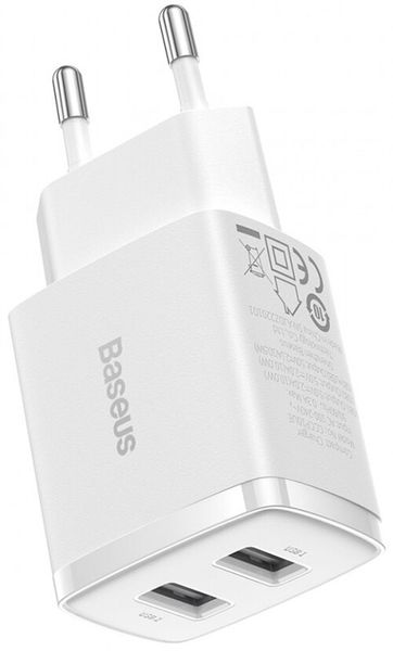 Baseus Compact Charger 2USB 10.5W EU White 139390 фото