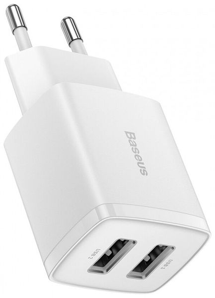 Baseus Compact Charger 2USB 10.5W EU White 139390 фото