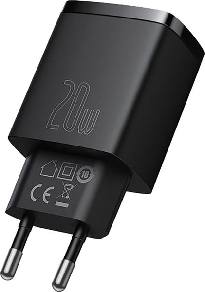 Baseus Compact Quick Charger 20W USB-A/USB-C Black 138925 фото