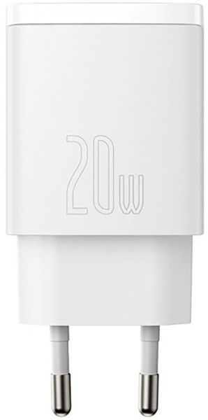 Baseus Compact Quick Charger 20W USB-A/USB-C White 140062 фото